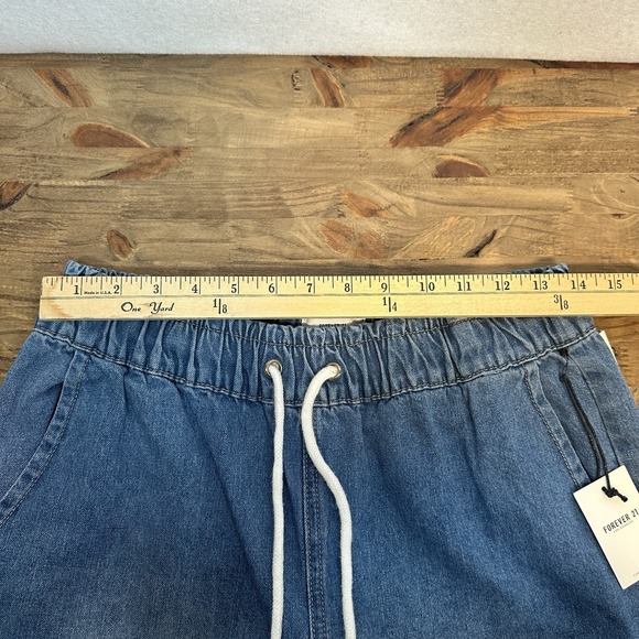Forever 21 Womens Drawstring Blue Jean Pants Medium - Picture 6 of 8